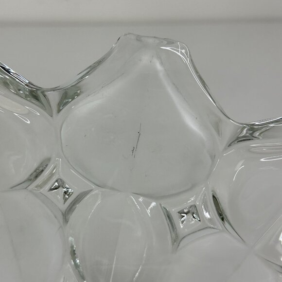 Vintage Clear/Frosted Flower Petal Fruit Bowl Basket with Foot Pedestal 13"x7" - Picture 7 of 13